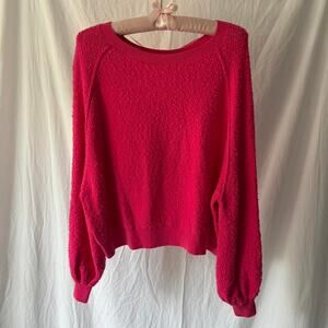 Hot pink textured knit sweater
